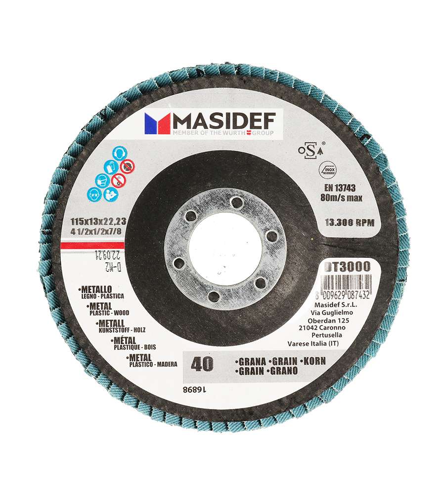 Disco abrasivo lamellare D.115x13mm gr 40 univ