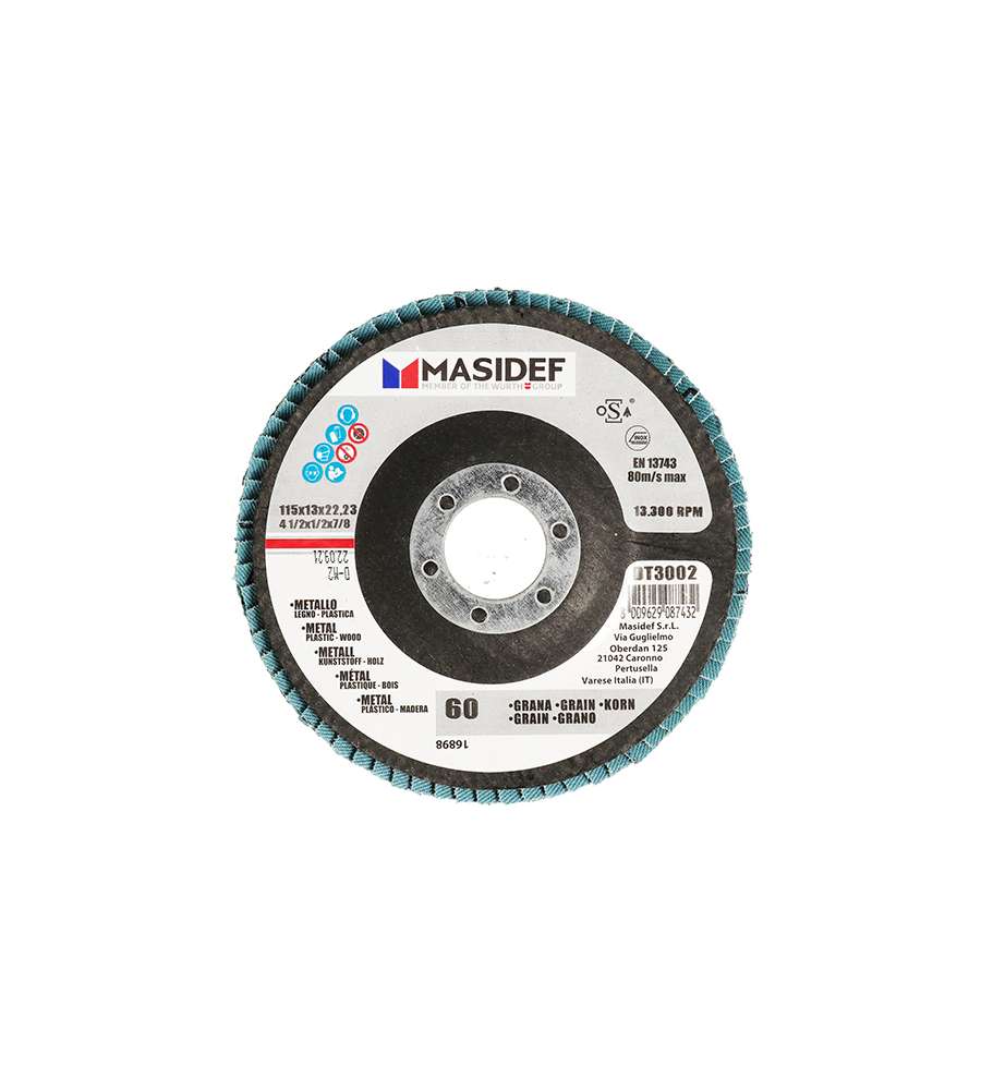 Disco abrasivo lamellare D.115x13mm gr 60 univ