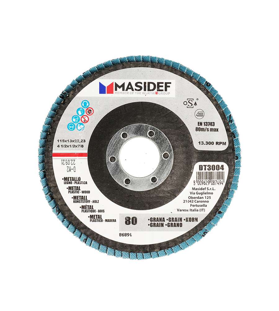 Disco abrasivo lamellare D.115x13mm gr 80 univ