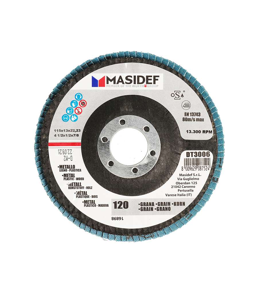 Disco abrasivo lamellare D.115x13mm gr 120 univ