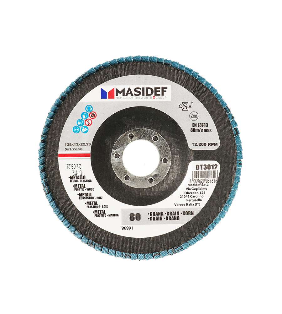 Disco abrasivo lamellare D.125x13mm gr 80 univ