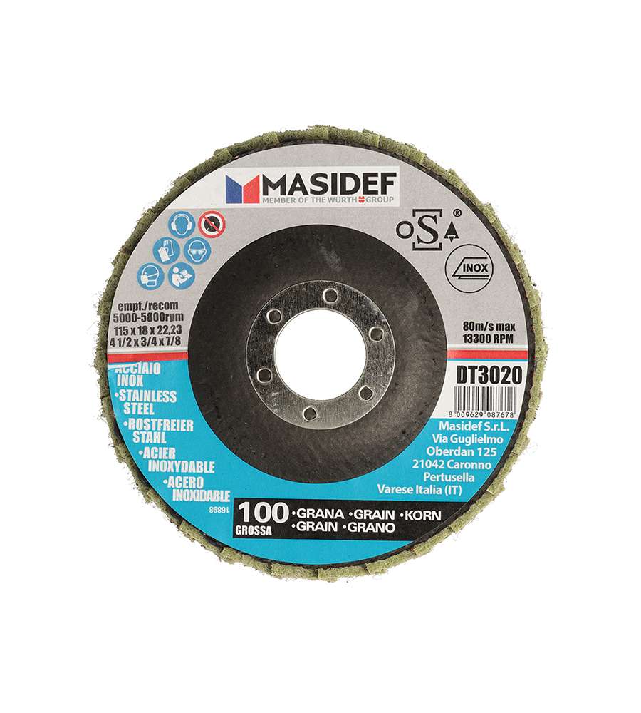 Disco abrasivo lamellare D.115x18mm gr 100 inox