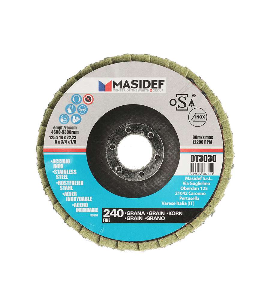 Disco abrasivo lamellare D.125x18mm gr 240 per inox