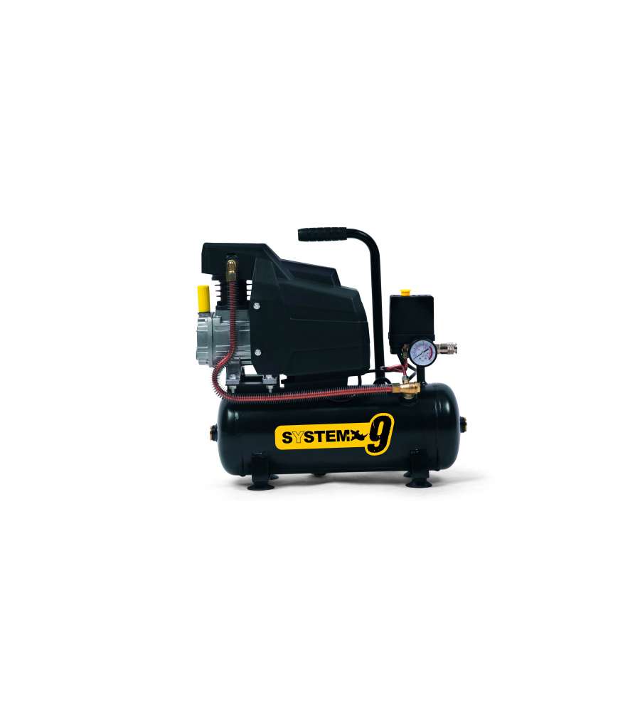 System+ Compressore con Serbatoio - Nero/Giallo - 9Lt