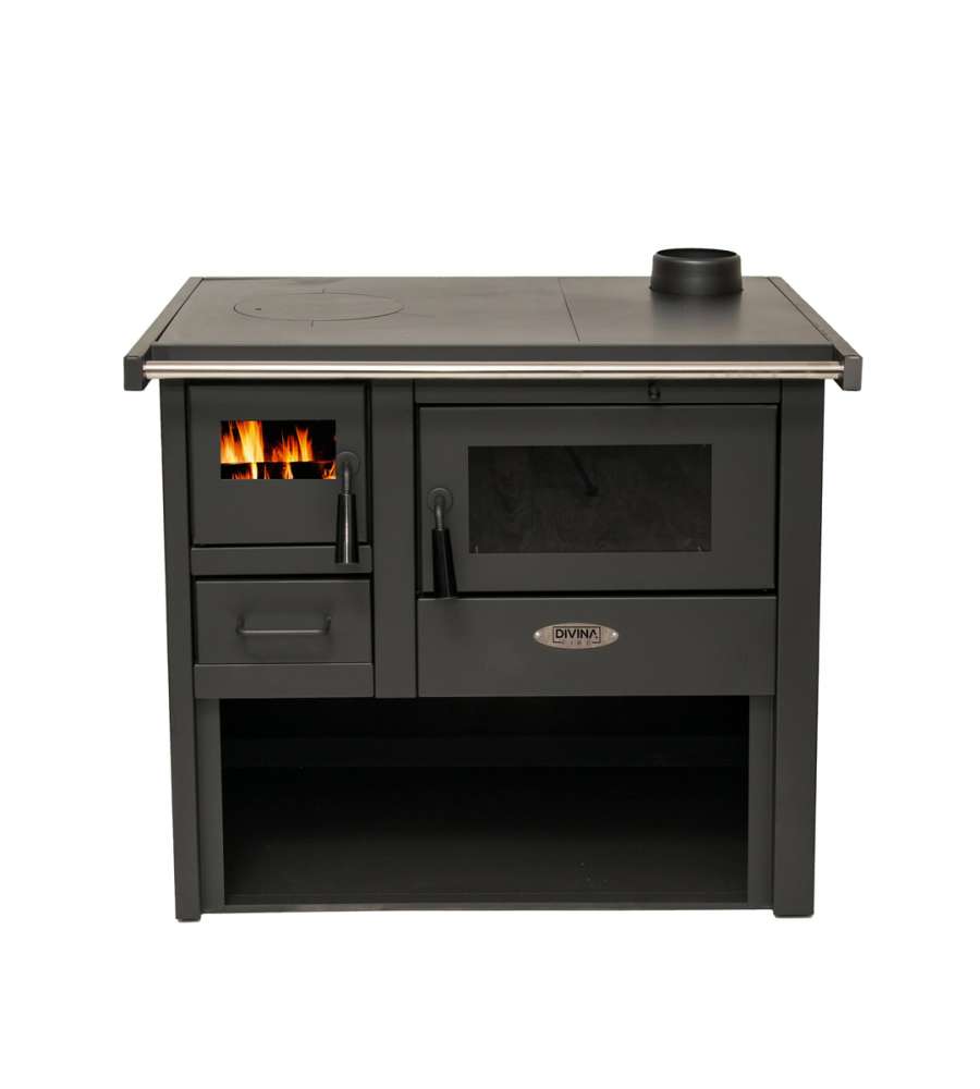 Divina Fire Cucina a Legna Monika - Nera - Stufa e Forno - 7,1 kW