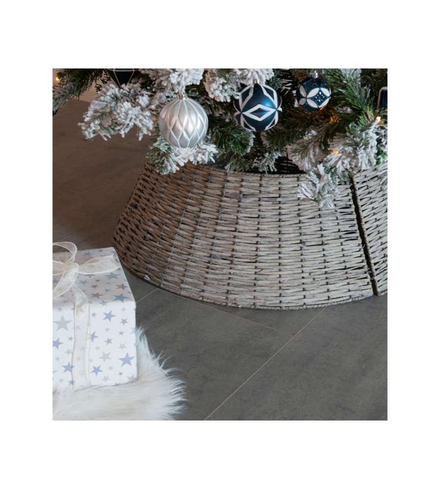 Cesto Porta Albero 70x28 cm Grigio - Salice Intrecciato Effetto Rattan