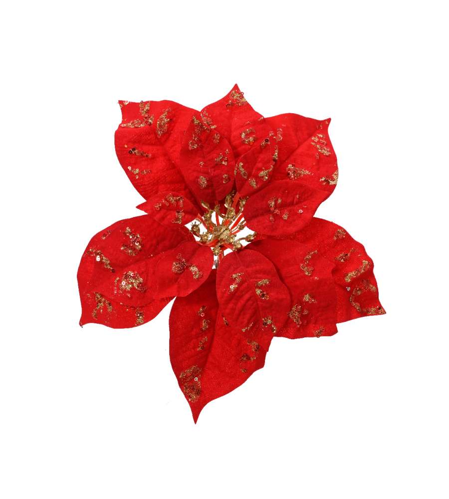 Clip stella di natale rossa in velluto