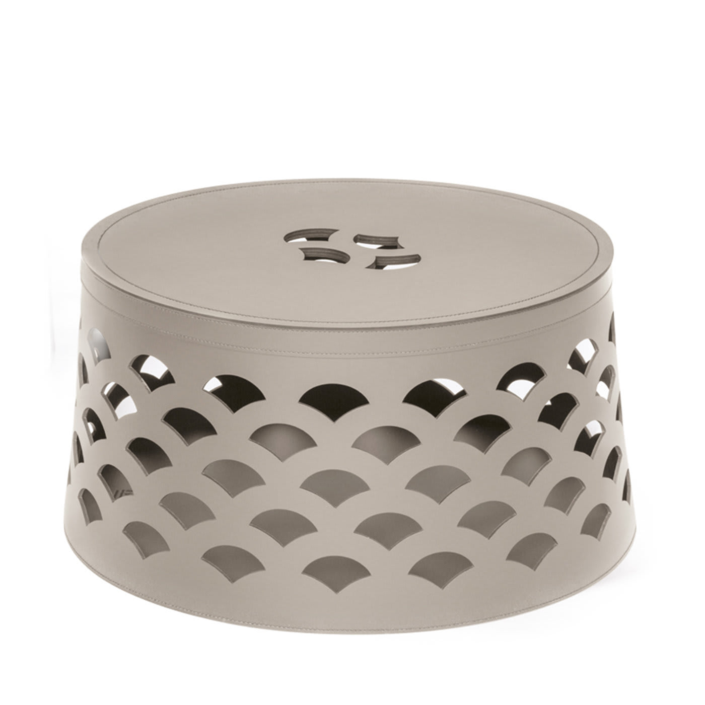 Venezia 10 Cestino rotondo beige con coperchio