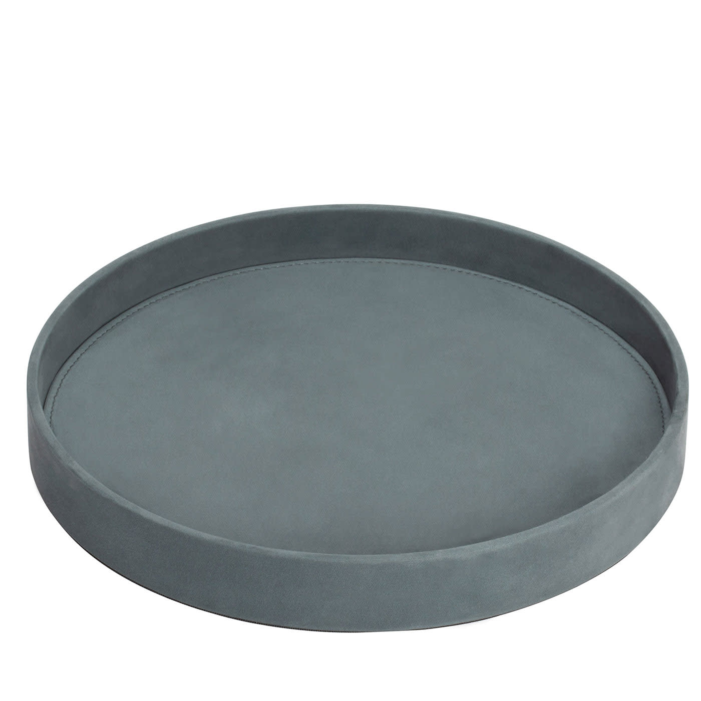 Dama Vassoio rotondo in pelle nabuk blu medio