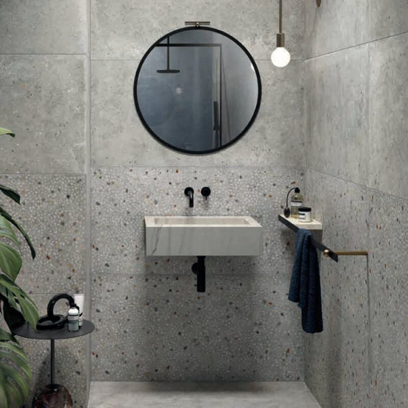 Decoro in Gres Porcellanato Effetto Pietra Rettificato Naturale 60x60 8.5mm Ghiaia Grigio Anima - Ariana