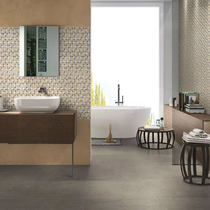 Gres Porcellanato Effetto Cemento Rettificato Naturale 30x60 9mm Cinnamon Match up - Florim