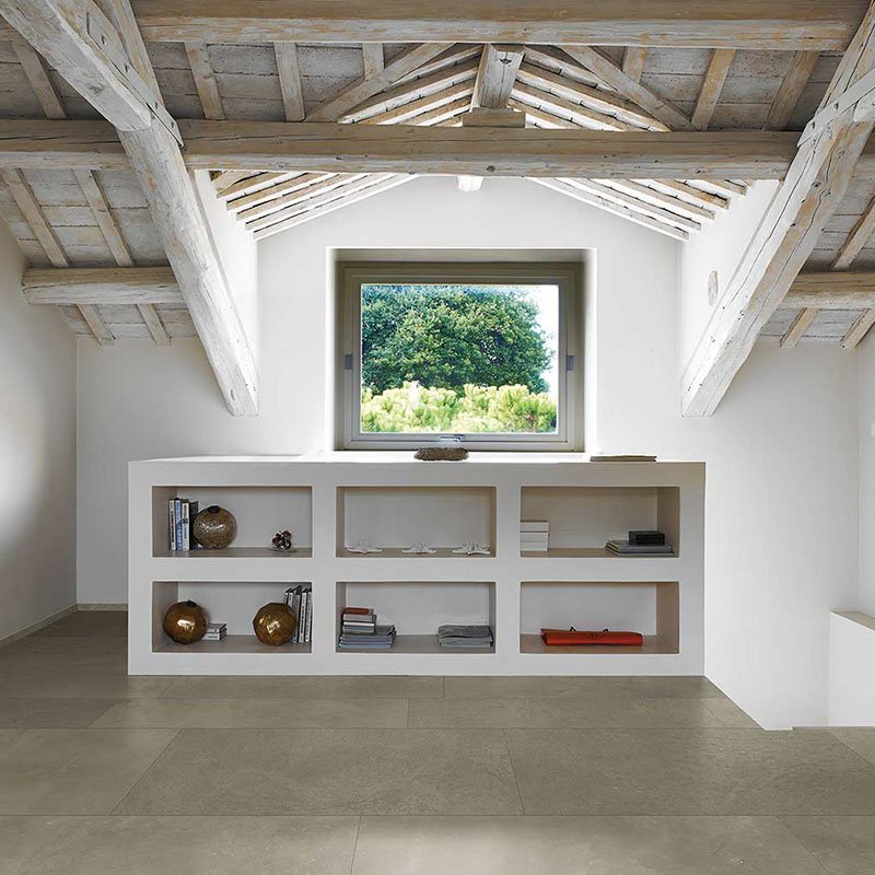 Gres Porcellanato Effetto Cemento Rettificato Naturale 80x80 9mm Beige Maps - Florim