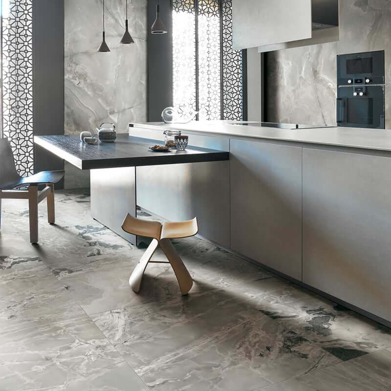 Gres Porcellanato Effetto Pietra Rettificato Satinato 60x60 9mm Silver Blend Onyx&More - Florim