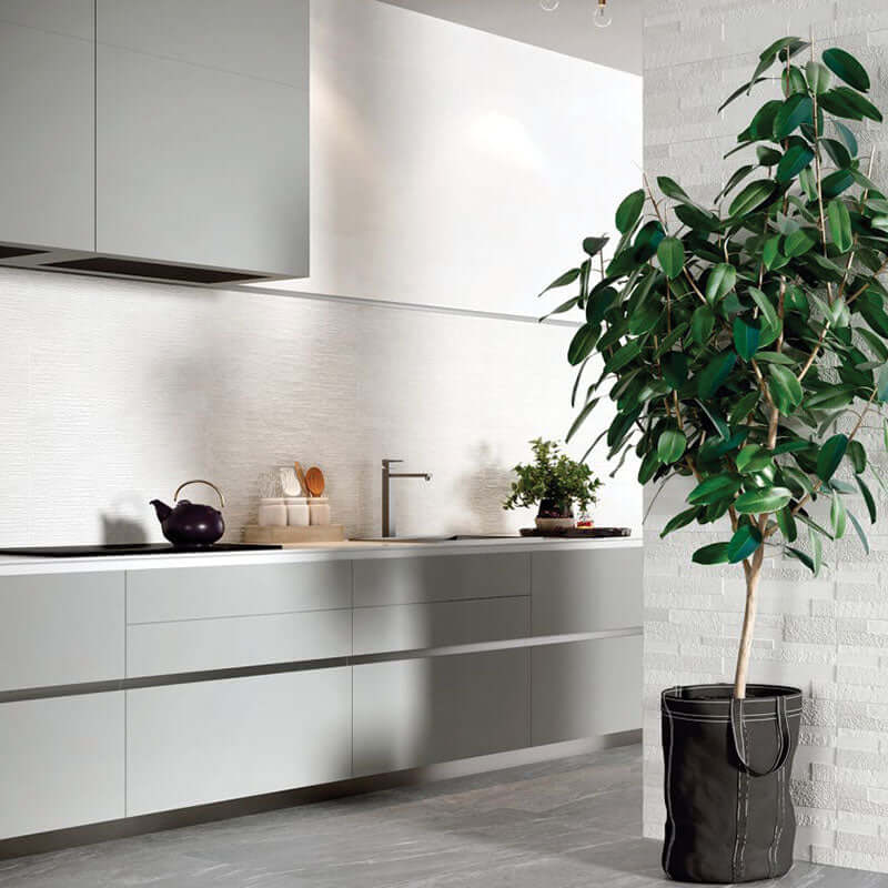 Rivestimento in Ceramica Effetto Pietra 25x75 Decoro Struttura Orizonte Grigio Orione - Herberia