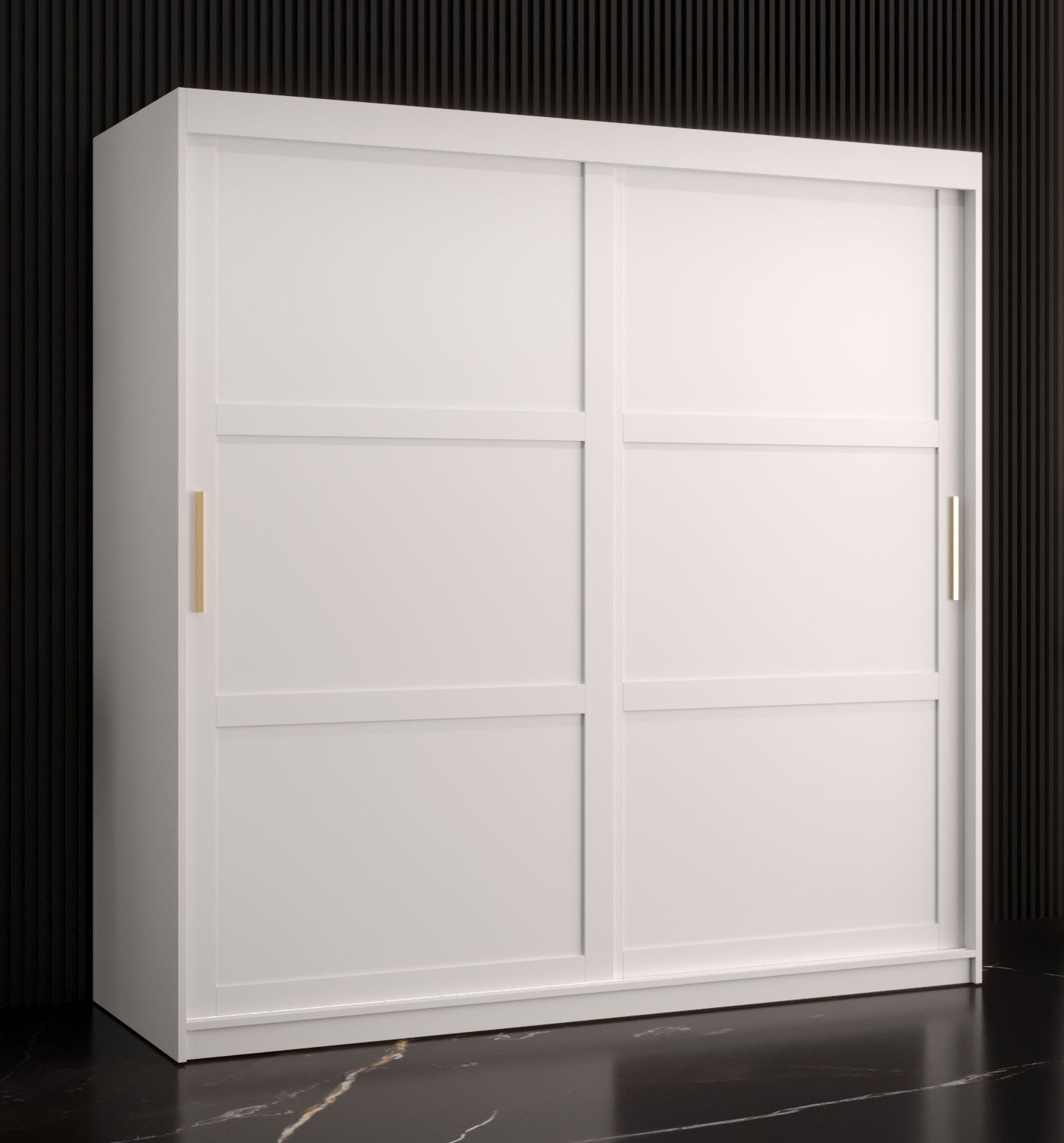 Elegante Armadio Liskamm 13, bianco opaco - 200 x 180 x 62 cm (h x l x p), 10 scomparti e 2 barre appendiabiti