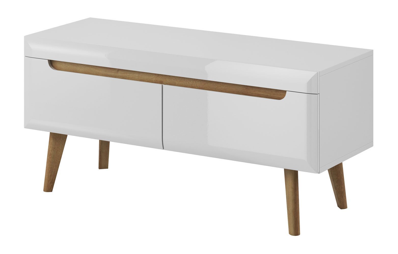 Base TV Cathcart 03, colore: rovere riviera / bianco - dimensioni: 50 x 107 x 40 cm (A x L x P), con due cassetti