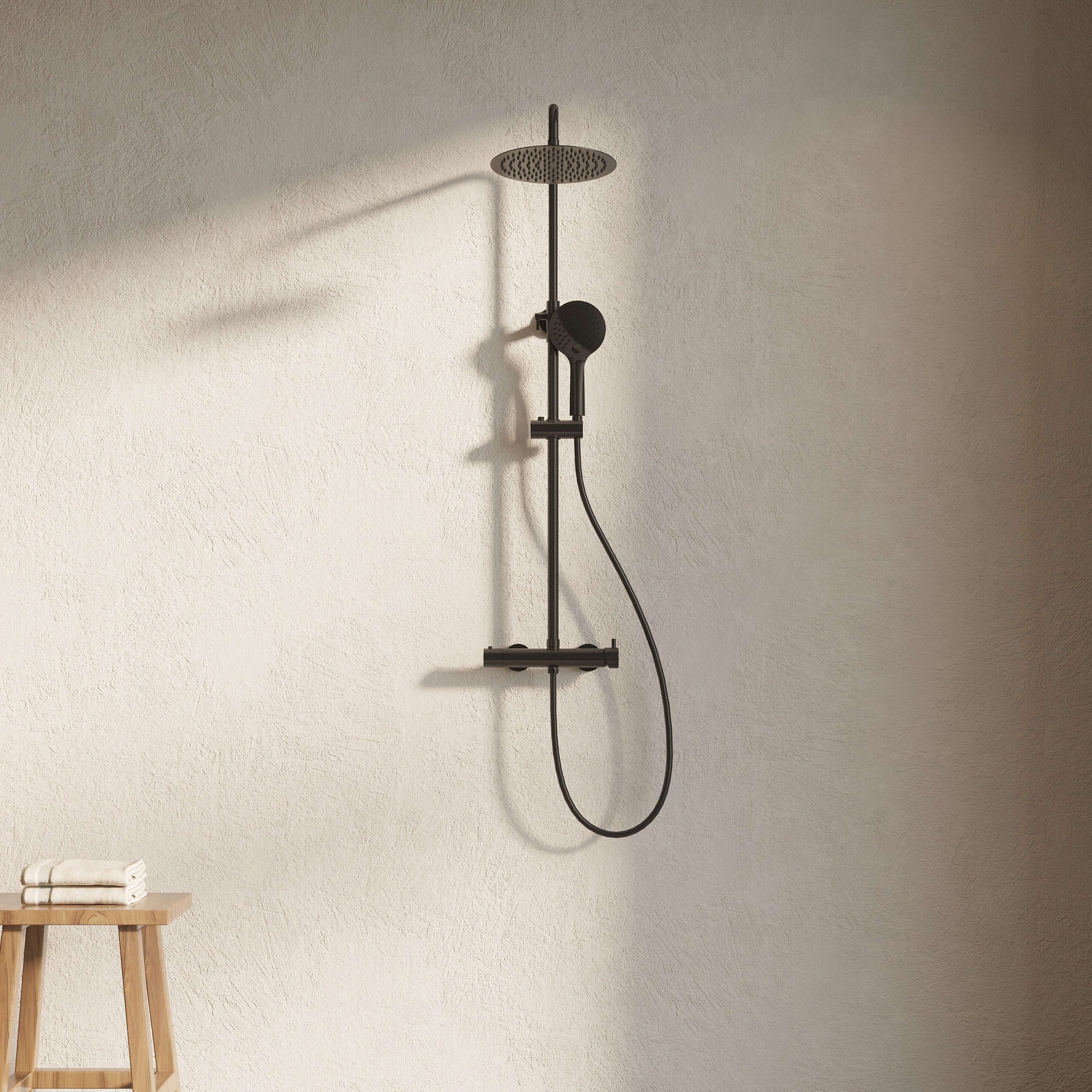 Colonna Doccia Meccanica con Doccino Nero Satinato - Mirta