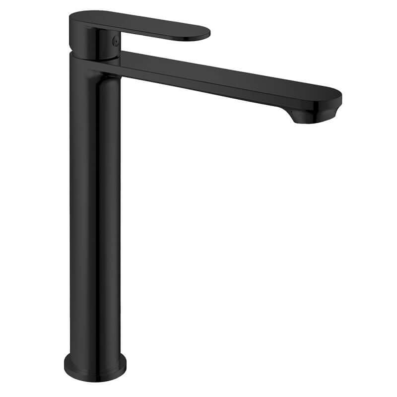 Miscelatore Lavabo Alto Con Piletta Click Clack Nero Satinato - Neptune