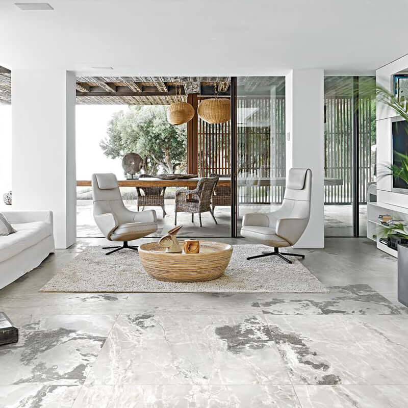 Mosaico in Gres Porcellanato Effetto Pietra Rettificato Satinato 30x30 9mm White Blend Onyx&More - Florim