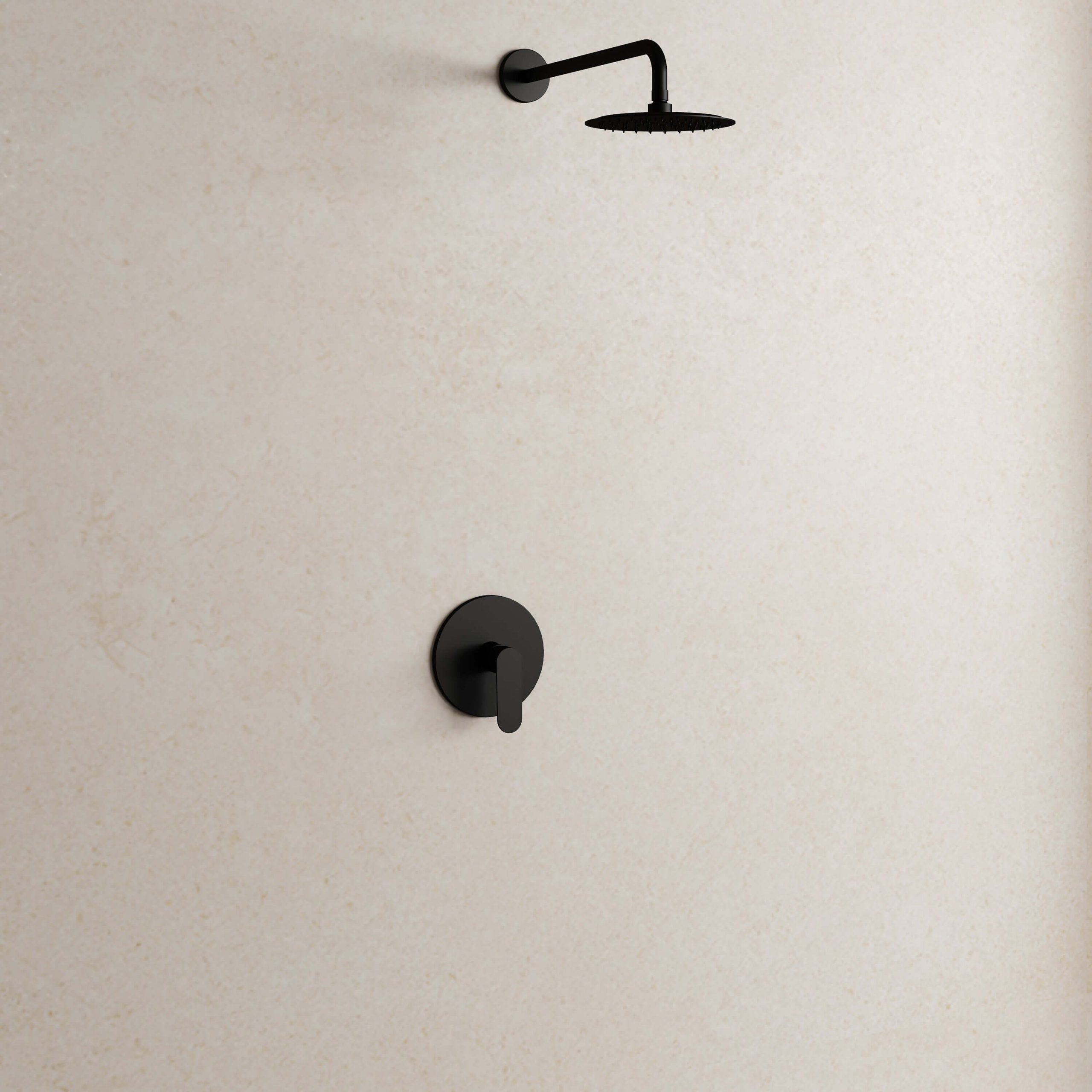 Set Incasso Doccia Nero con Braccio Doccia e Soffione Ø 20 cm - Neptune