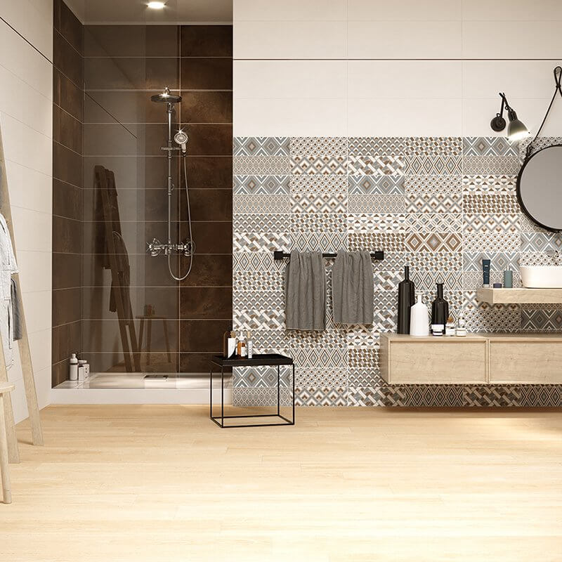 Rivestimento in Ceramica Effetto Cemento Rettificato Naturale 25x75 8.3mm Le Crete Decoro Glamour - Herberia