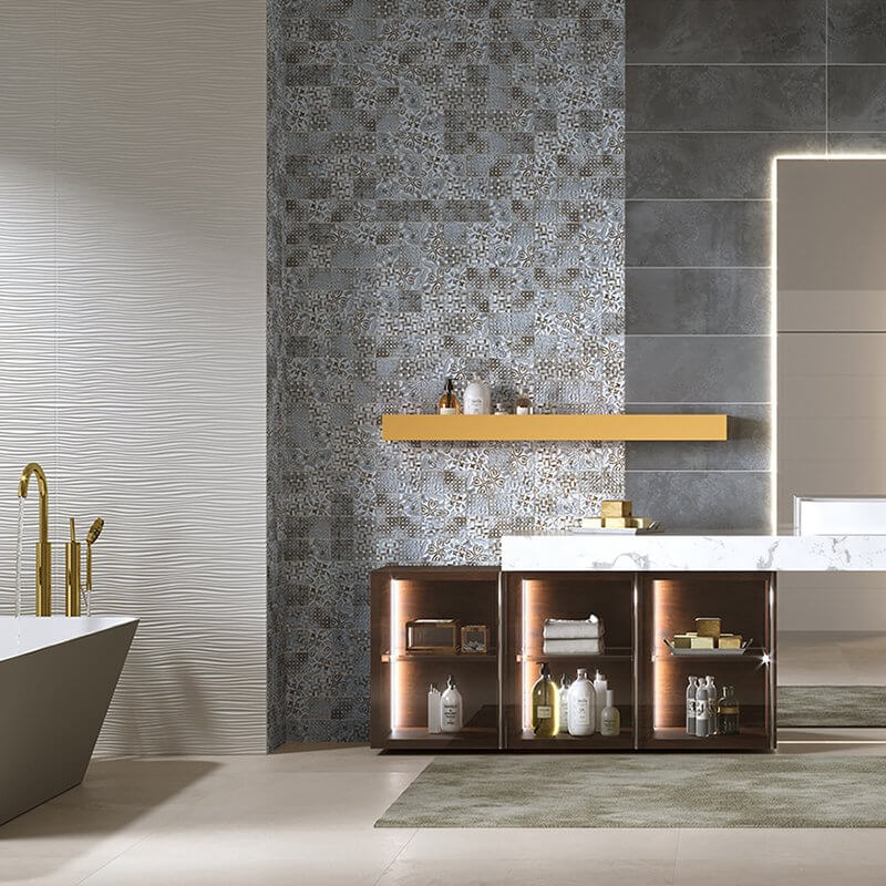 Rivestimento in Ceramica Effetto Cemento Rettificato Naturale 25x75 8.3mm Le Crete Indaco - Herberia