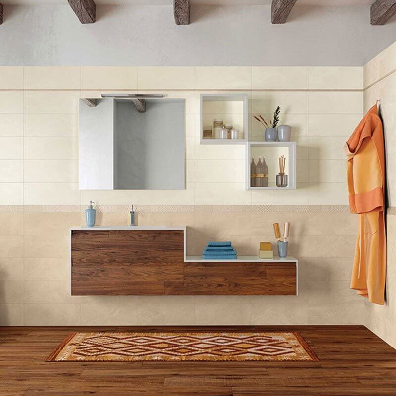 Rivestimento in Ceramica Effetto Pietra Naturale 20x50 Habita Avorio- Herberia