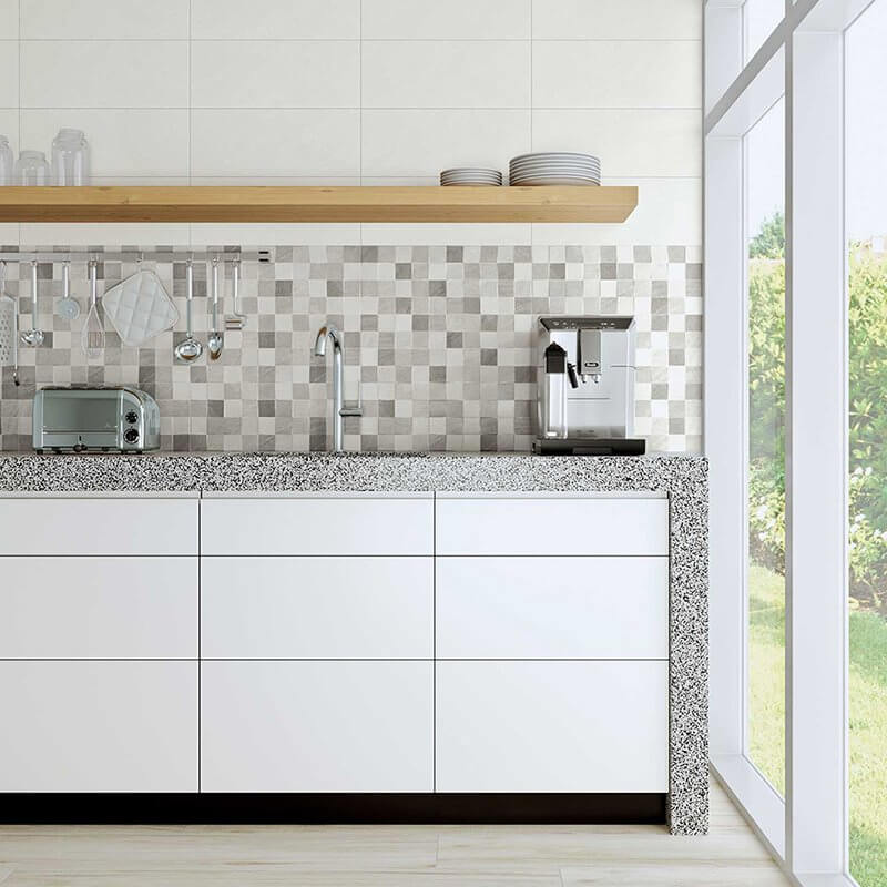 Rivestimento in Ceramica Decoro 20x50 Habita Square Grey - Herberia