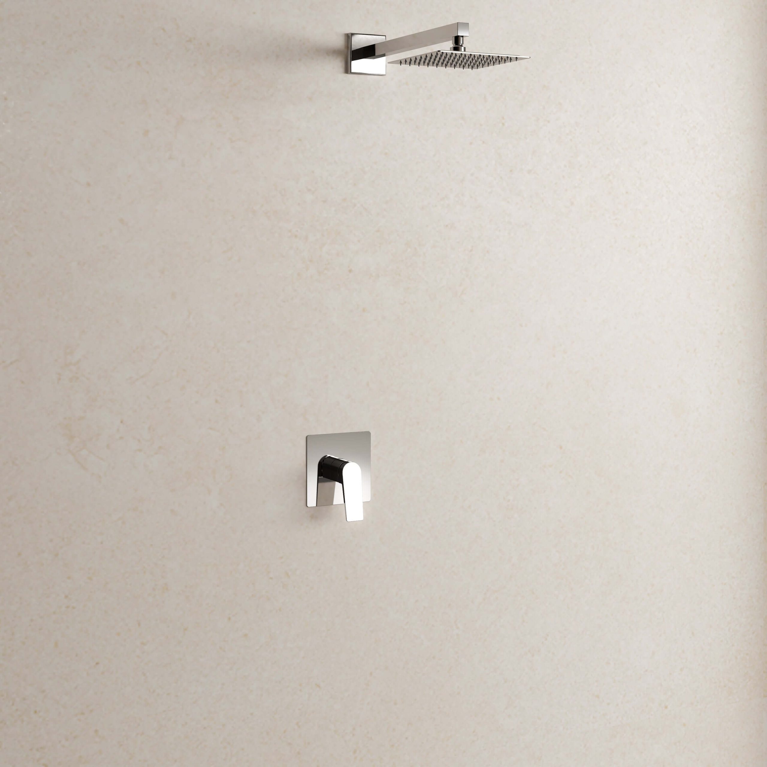 Set Incasso Doccia Cromo con Braccio Doccia e Soffione 25x25 cm - Sun