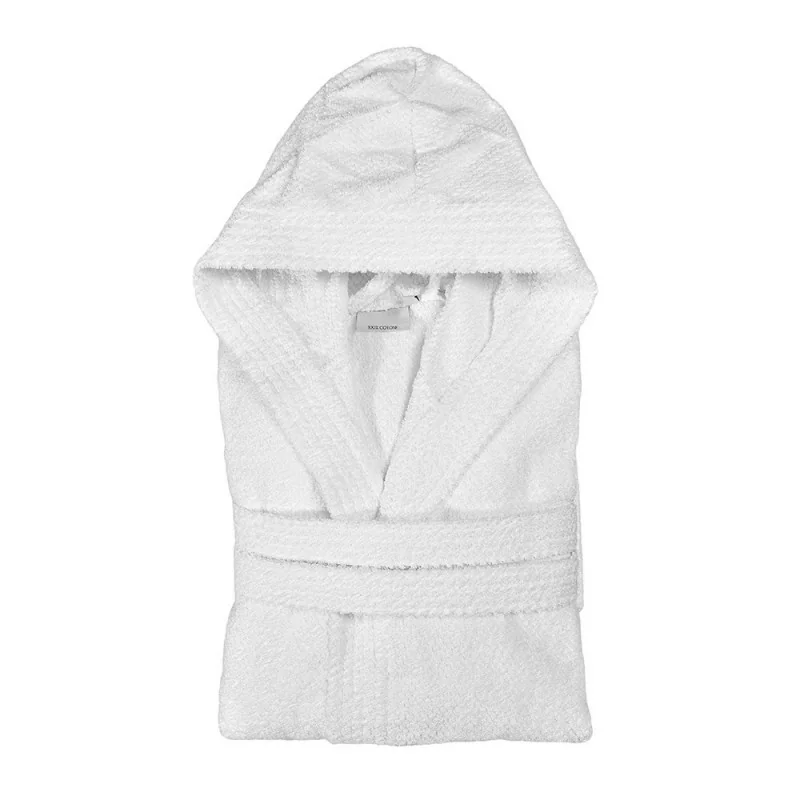Accappatoio bianco 100% cotone taglia L con tasche cappuccio e cintura