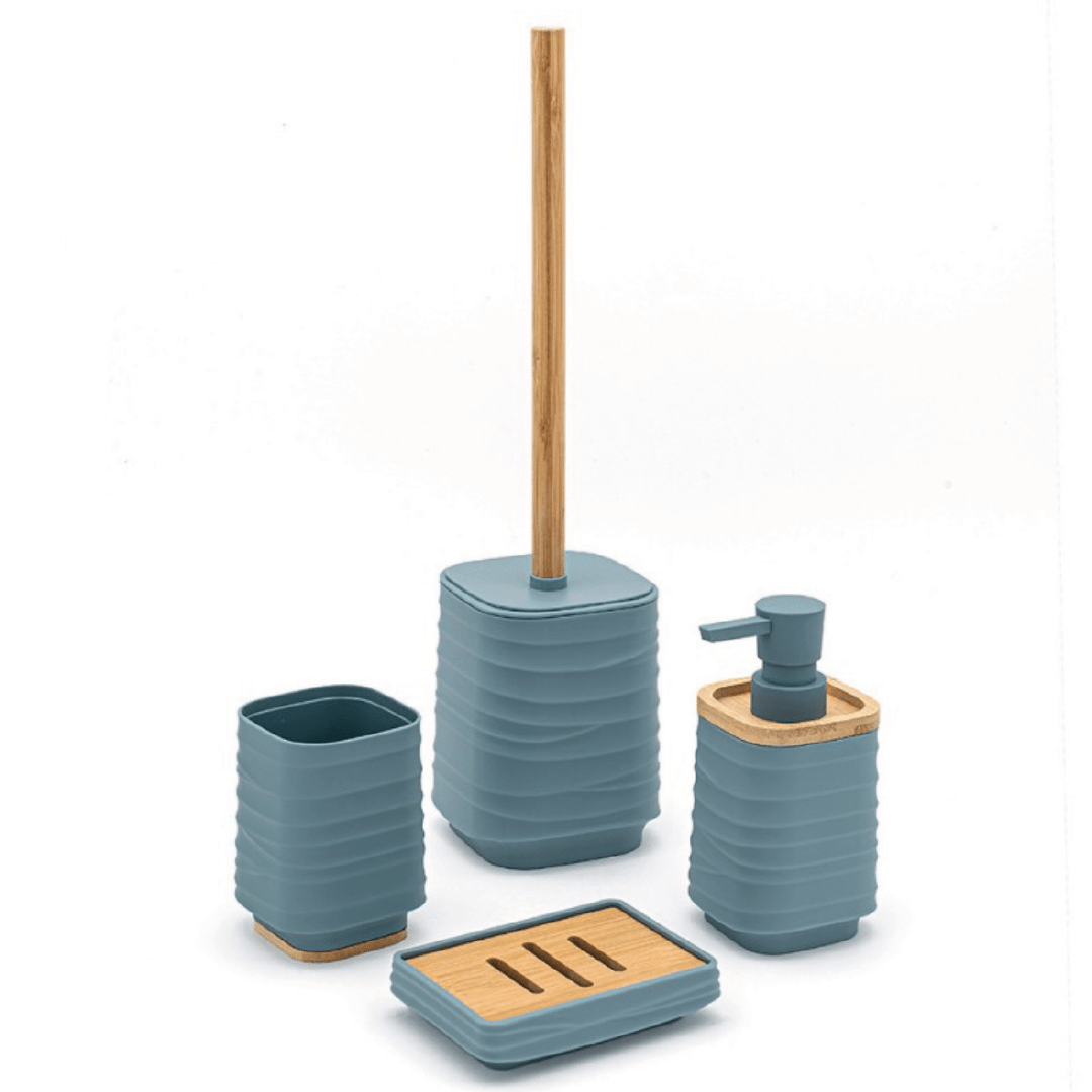 Set 4 Accessori D'Appoggio Feridras "Alabama" Blu Pastello/Bambù