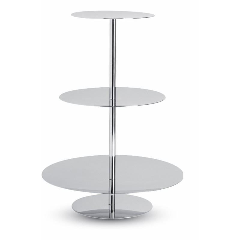 ALZATA PASTICCERIA 3 PIANI ACCIAIO INOX DIAMETRO CM. 12/16/22 X H 30 CM. ABERT