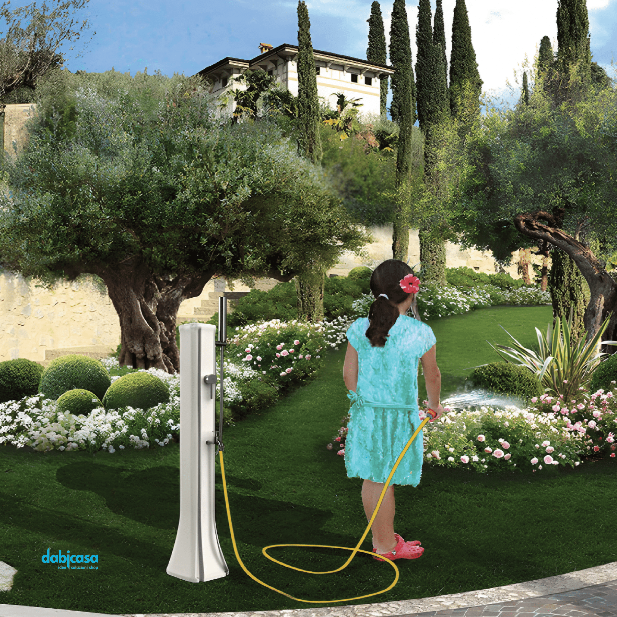 Arkema "Happy GO HG180" Fontana Solare In Polietilene Colorato In Massa Accessori In Ottone Abs Cromato