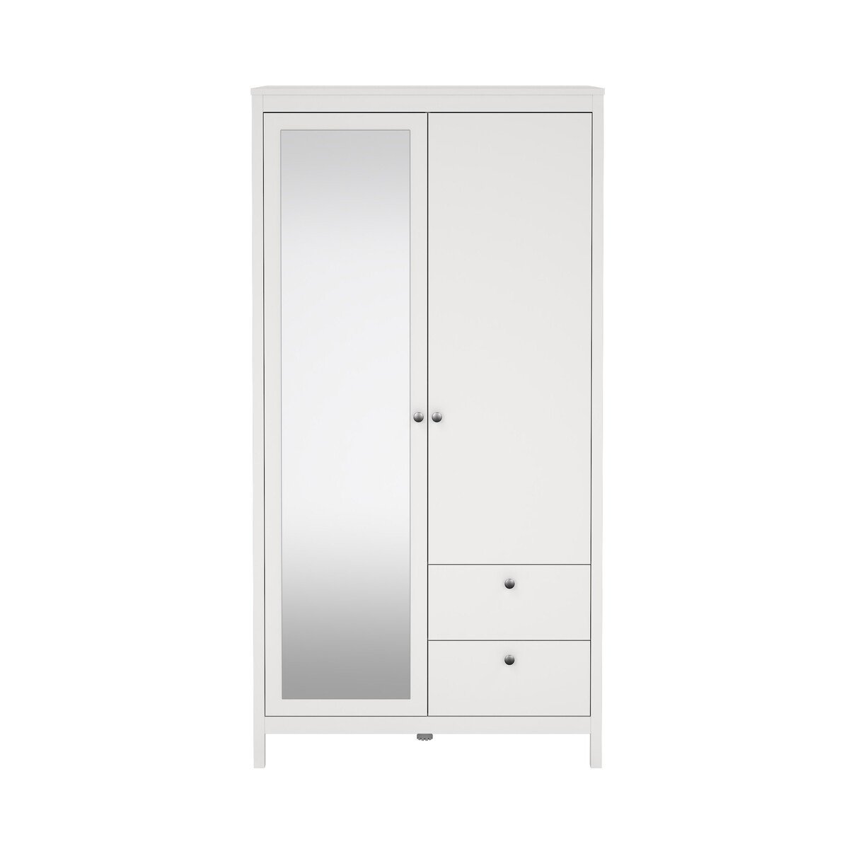 Armadio 2 ante (1 con specchio) e 2 cassetti bianco H199 cm - BARCELONE