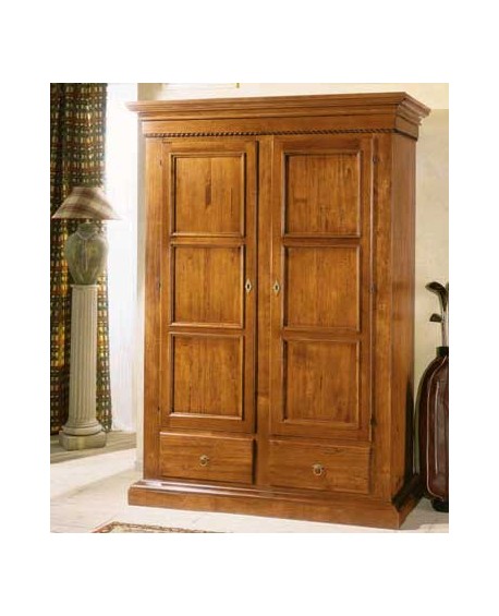 ARMADIO 2 ANTE 2 CASSETTI INTARSIATO LEGNO MASSELLO L 145 P 62 H 204