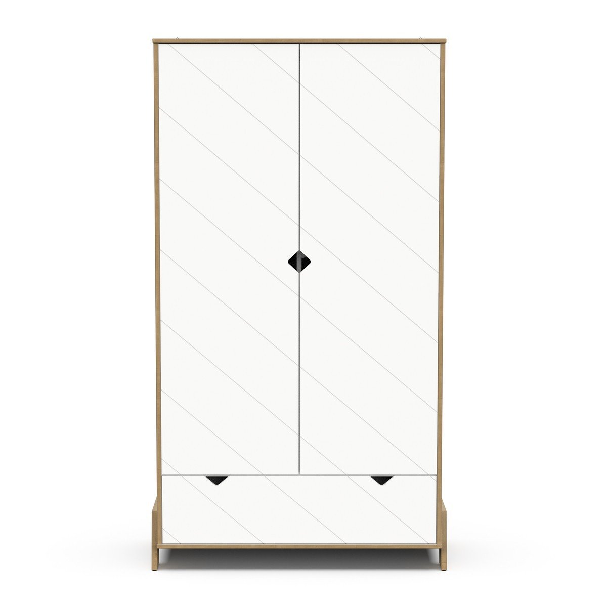 Armadio 2 ante e 1 cassetto decoro quercia Hamilton e bianco H188,1 cm - ALBIZIA