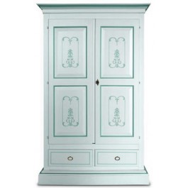 ARMADIO 2 ANTE LACCATO BIANCO LEGNO MASS. FILO AZZURRO