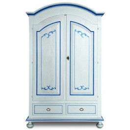 ARMADIO 2 ANTE LACCATO BIANCO LEGNO MASSELLO FILO BLU