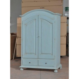 ARMADIO 2 PORTE 2 CASSETTI LEGNO COL AZZURRO CERATO PATINATO ANTICATO - codluis 1142