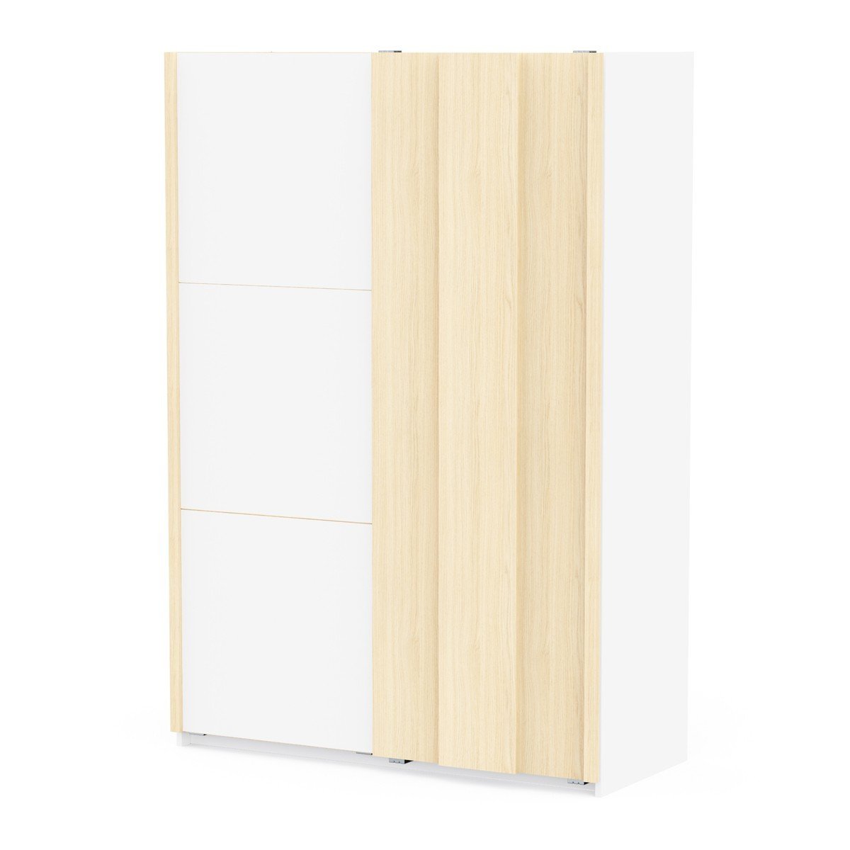 Armadio 2 porte scorrevoli decorato bianco e rovere di filo L140,1 cm - HEVA