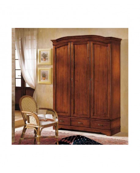 ARMADIO 3 ANTE 3 CASSETTI X CAMERA LEGNO MASSELLO COUNTRY