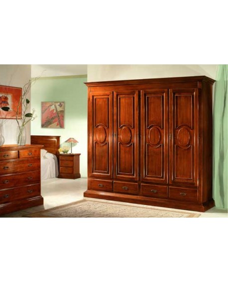 ARMADIO 4 ANTE 4 CASSETTI LEGNO MASSELLO L 235 P 60 H 217