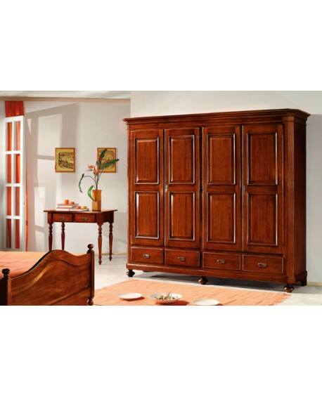 ARMADIO 4 ANTE 4 CASSETTI LEGNO MASSELLO L 243 P 63 H 217