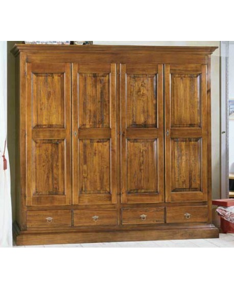 ARMADIO 4 ANTE 4 CASSETTI LEGNO MASSELLO L 234 P 61 H 221
