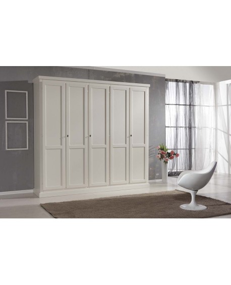 Armadio 5 ante battenti L 260 legno massello SENZA CASSETTIERA INTERNA