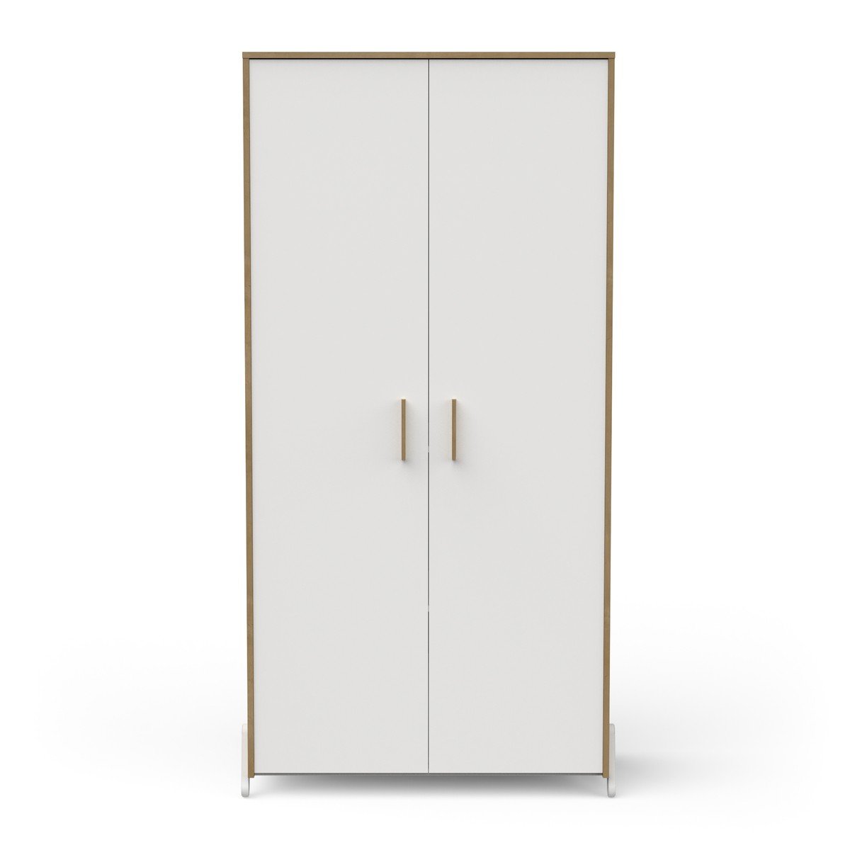 Armadio a 2 ante con decoro bianco e legno, H183 cm - NAILI