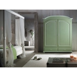 ARMADIO 2 ANTE BATTENTI LEGNO MASSELLO VERDE ANTICATO - VARI COLORI