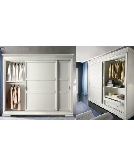 armadio in legno bianco ante scorrevoli L 300 P 68 H 255