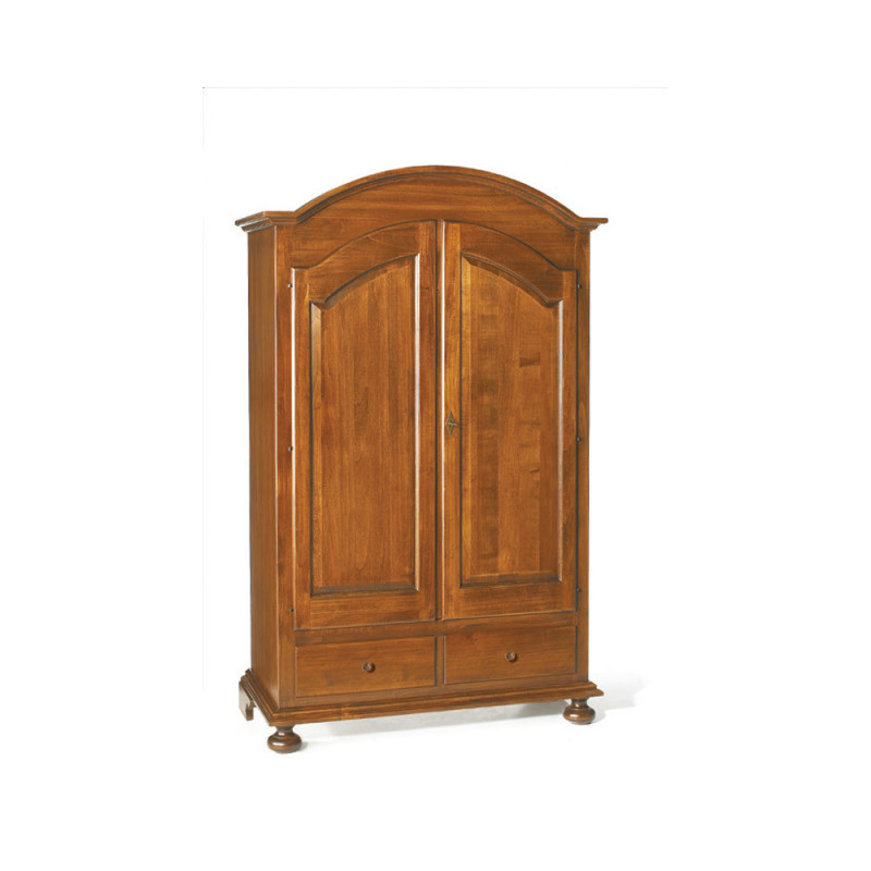 Armadio in legno a cappello tondo Noce Lucido con 2 Ante e 2 Cassetti, Design Raffinato