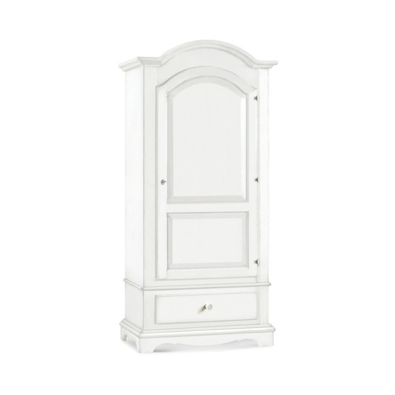 Armadio in legno Bianco Opaco con Anta e Cassetto per Ogni Necessità
